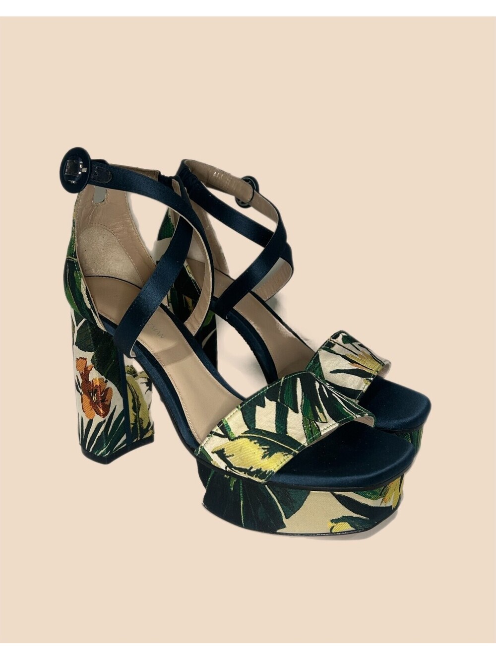 Stuart Weitzman Green Jungle Floral Platform Sandals Size 7